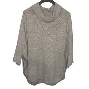 New Loft Gray Poncho Sweater Turtle Neck Classic Office Fall Pullover M Large